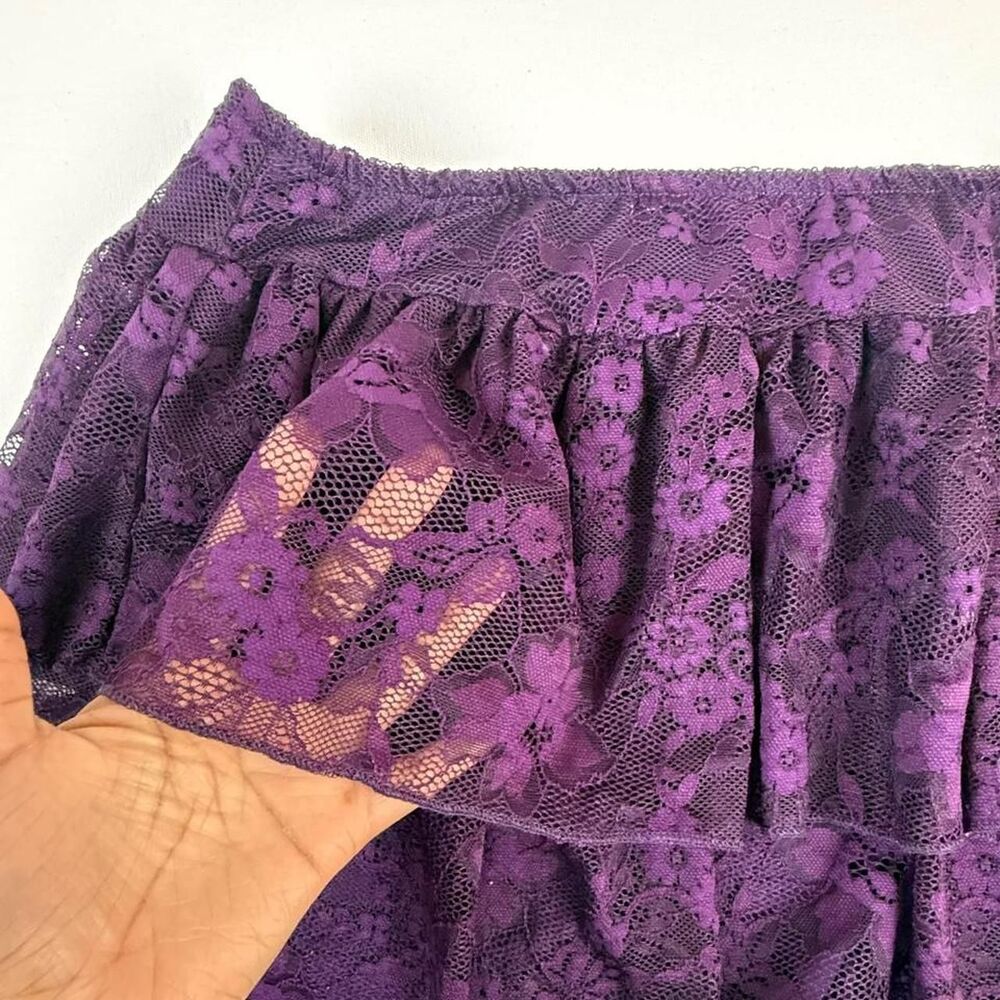 Lace Ruffle Mini Skort Deep Purple - L - Picture 4 of 6